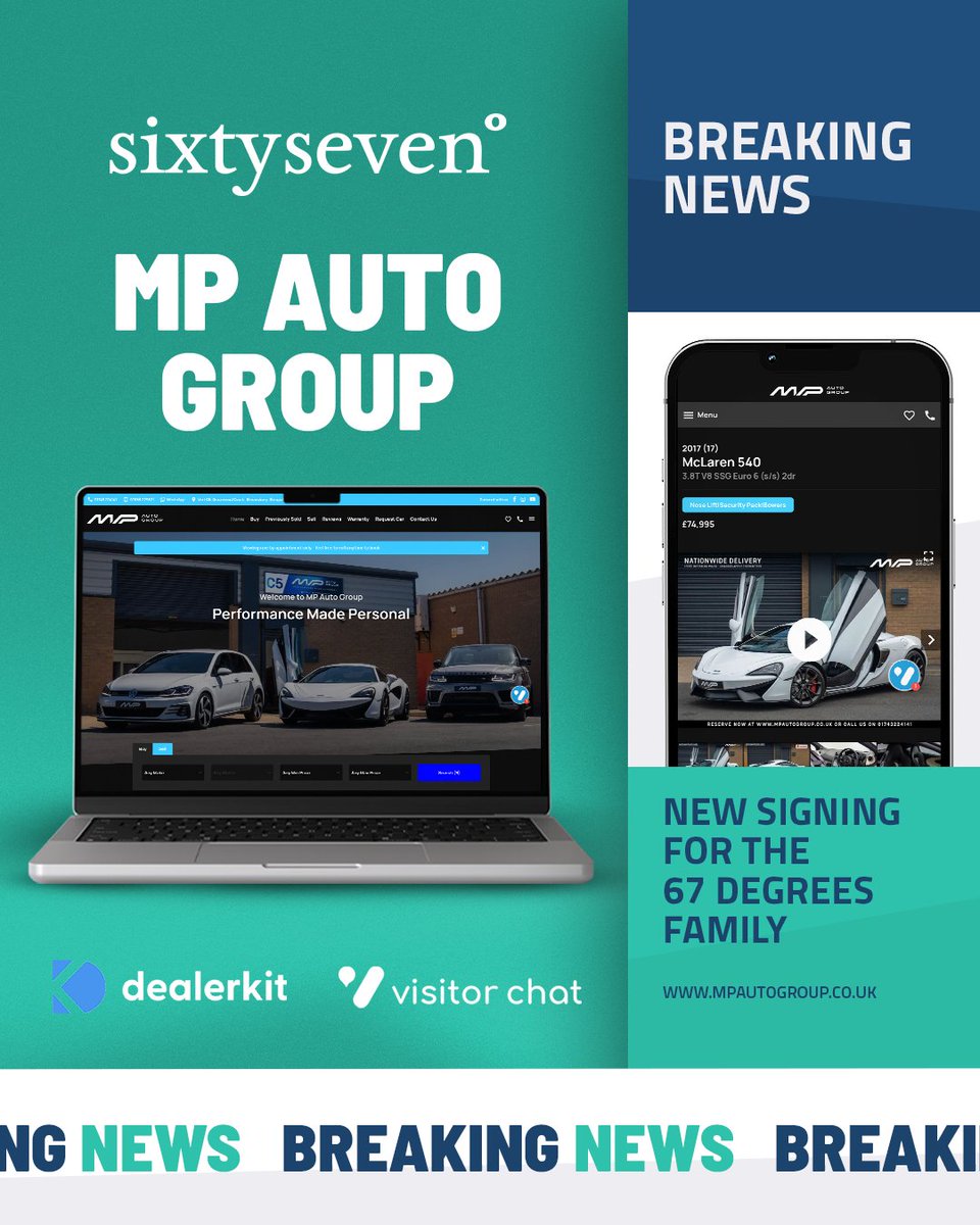 We’re excited to welcome MP Auto Group to the 67 Degrees family with their brand-new website! 🙌

With powerful integrations from <a href="/dealerkit/">dealerkit</a> and <a href="/VisitorChat/">Visitor Chat</a>, their site is built for performance and ready to drive results.

Ready to build your new website? Let’s talk. 📲