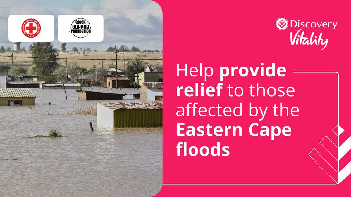 Discovery Vitality (@vitality_sa) on Twitter photo How can you help residents affected by the devasting floods in the Eastern Cape? Donate your Ðiscovery Miles to the <a href="/RedcrossSa/">The South African Red Cross Society (SARCS)</a> or @foundationbybc's relief initiatives through Vitality MoveToGive today: discv.co/3FF50Is How can you help residents affected by the devasting floods in the Eastern Cape? Donate your Ðiscovery Miles to the <a href="/RedcrossSa/">The South African Red Cross Society (SARCS)</a> or @foundationbybc's relief initiatives through Vitality MoveToGive today: discv.co/3FF50Is