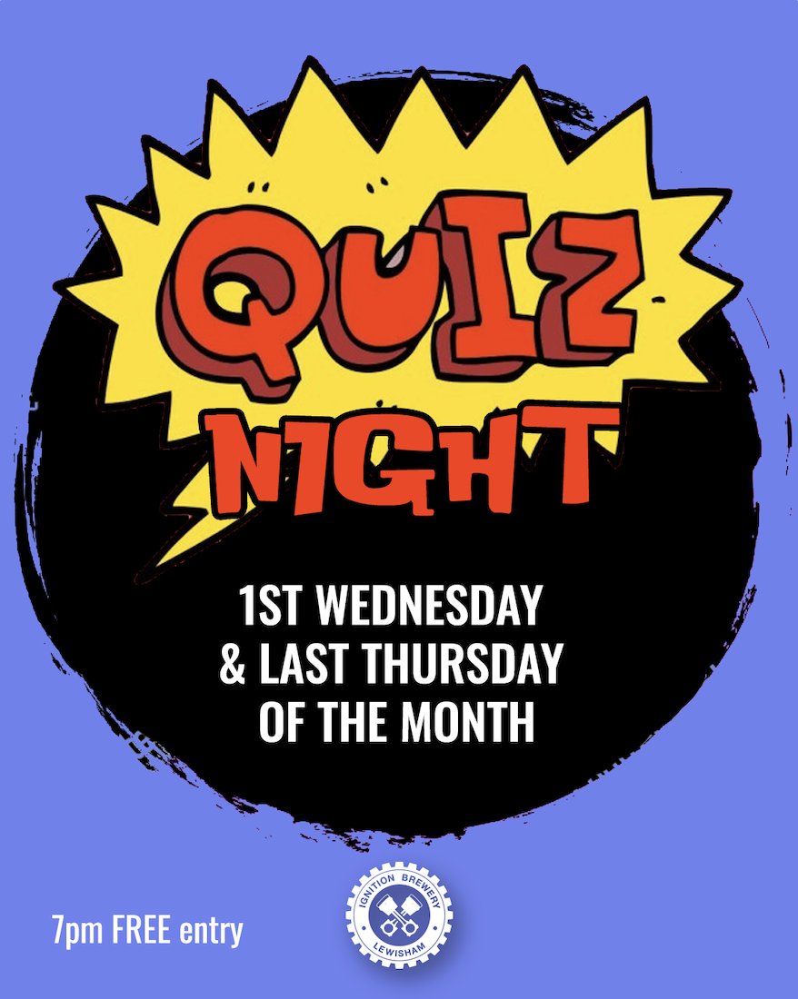 Don't forget to book your slot for Quiz night 

26th June from 7pm

click the link for all upcoming dates: bit.ly/4hYRSLC 

#IgnitionBrewery #Sydenhamquiznight #MicroBrewery #SocialEnterprise #IgnitionBeer 
#sydenhampubquiz #sydenhamquiz
