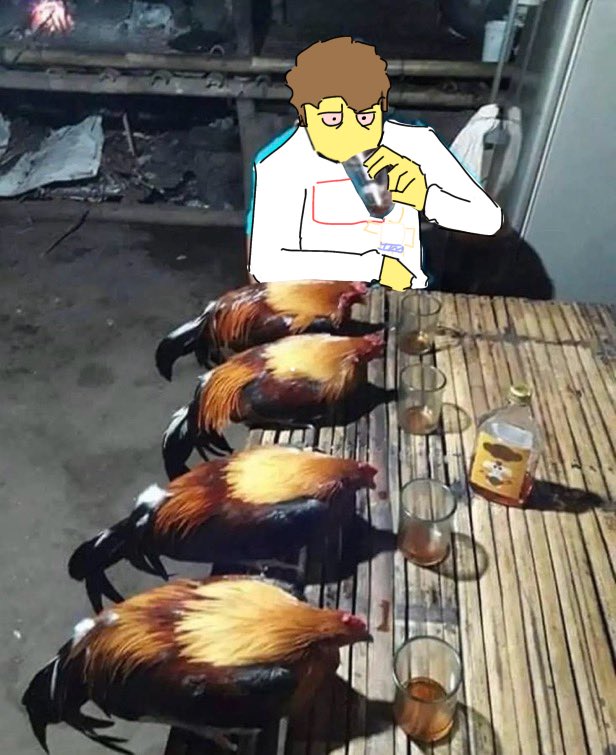After this the chicken was eaten by shedletsky
(この後鶏はシェドレッキーが食べた)