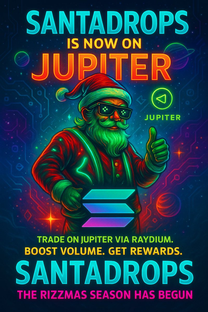 SHARMYcoin's tweet photo. ๐ฅ Weโre officially LIVE on Jupiter!
Buy and sell flowing smooth โ and the chartโs getting spicy.
Santaโs sliding through Solana with SANTADROPS
Big thanks to the Solana goats
@JupiterExchange @Jup_DAO
#Solana #Jupiter #Crypto #SANTADROPS #Rizzmas #MemecoinSeason https://t.co/gYjhuBWCq2