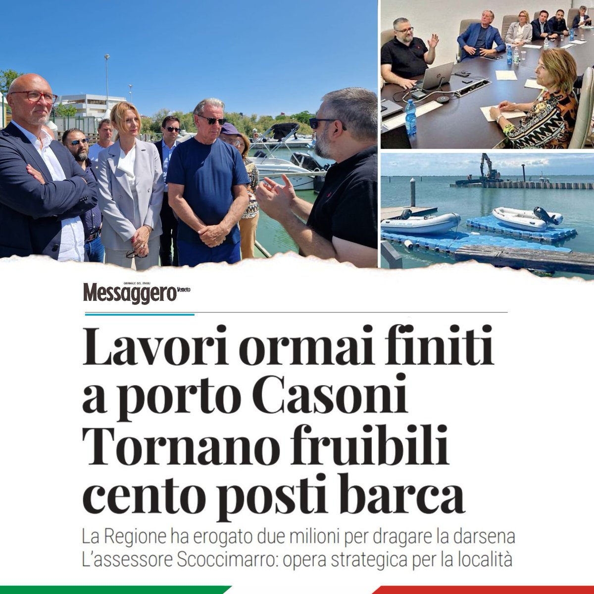 ⛵️🚤
Ultimati i lavori di dragaggio nella darsena di Porto Casoni a Lignano. 
Con 2 MLN di € la #RegioneFVG ripristina piena fruibilità dell’area che ospita 200 posti barca.

[...] 👉 tinyurl.com/bde3ycd8