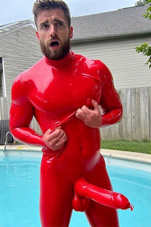 LubberRubber's tweet image. It was covering his entire body almost and wasn't stopping, yet his latex clad penis was more hard than ever before.