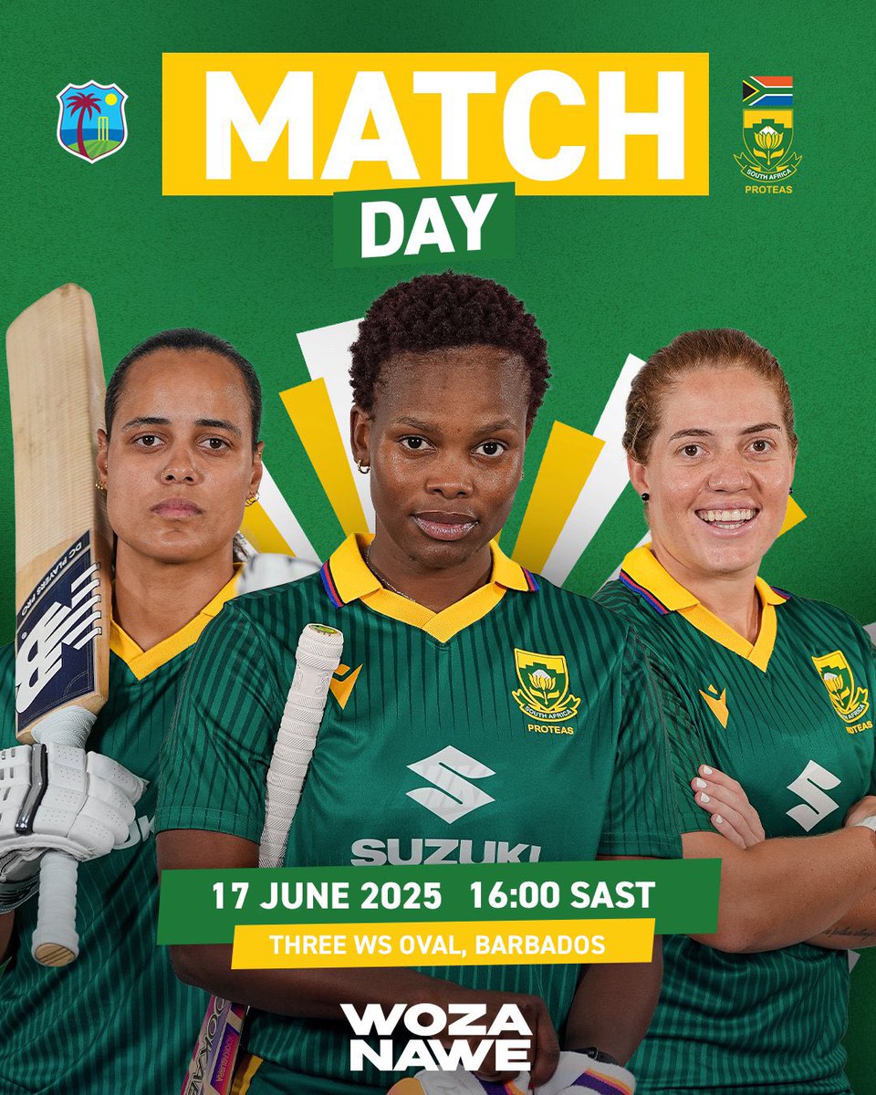 TumiNkgapele's tweet photo. Proteas Women in action today in an all to play for 3rd and final ODI against West Indies W with the series at 1-1.

Today at 16:00

#ODIseries #WIWvsSAW #womemscricket https://t.co/6t0RkIVgnF