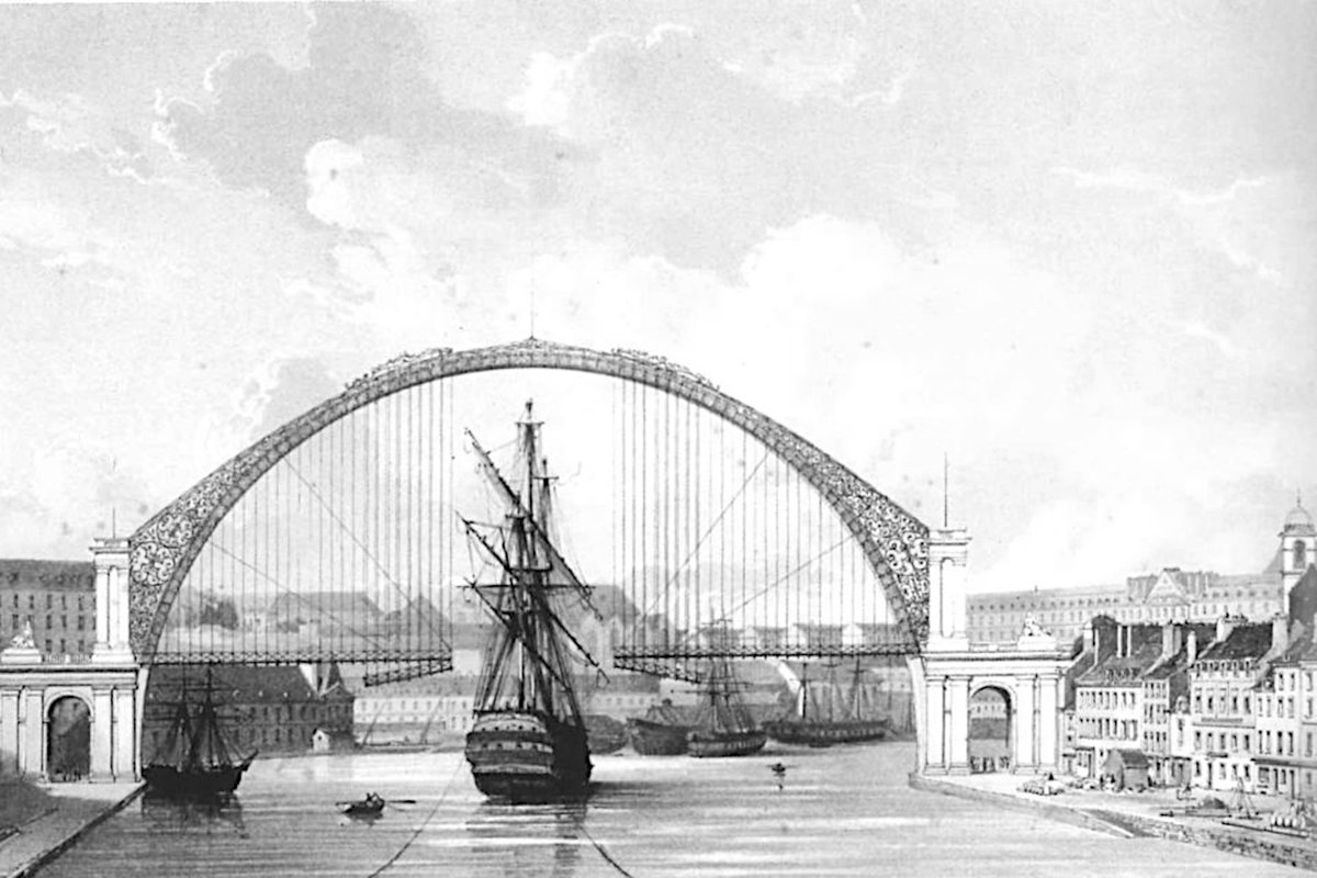 Conçu par Nicolas CADIAT et Alphonse OUDRY, le pont Impérial unissant les villes de Brest et de Recouvrance sur la Penfeld est inauguré le 23 juin 1861.
L’État retint ce pont tournant contre l'avis de la ville qui lui préférait le projet fou de Joseph-Victor TRISCHLER.