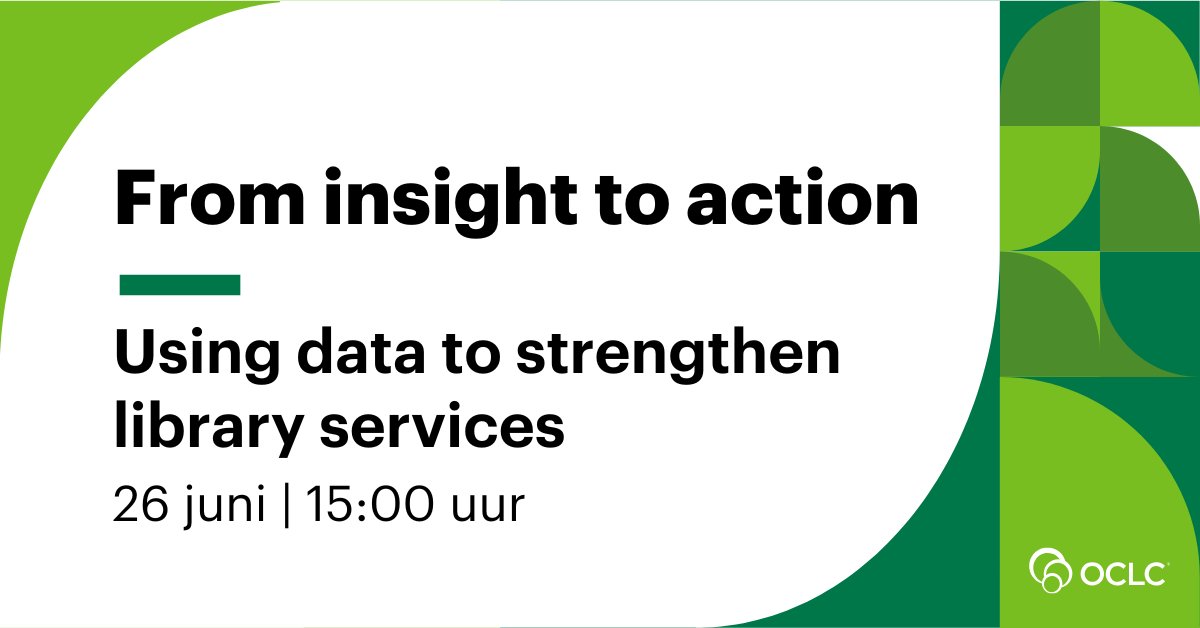 Benieuwd hoe bibliotheken data gebruiken voor betere beslissingen? Doe dan mee aan dit webinar van OCLC en EBLIDA op donderdag 26 juni. oc.lc/4kIIFsJ