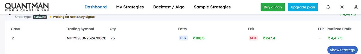 subashkarthik_'s tweet image. I’ve been using @QuantmanAlgo for my trades, and the experience has been excellent, so 
I am really impressed with the consistent performance and the smooth execution. Great tool for anyone into serious algo trading!

#Quantman #AlgoTrading #Nifty #TradingFeedback #UserExperience