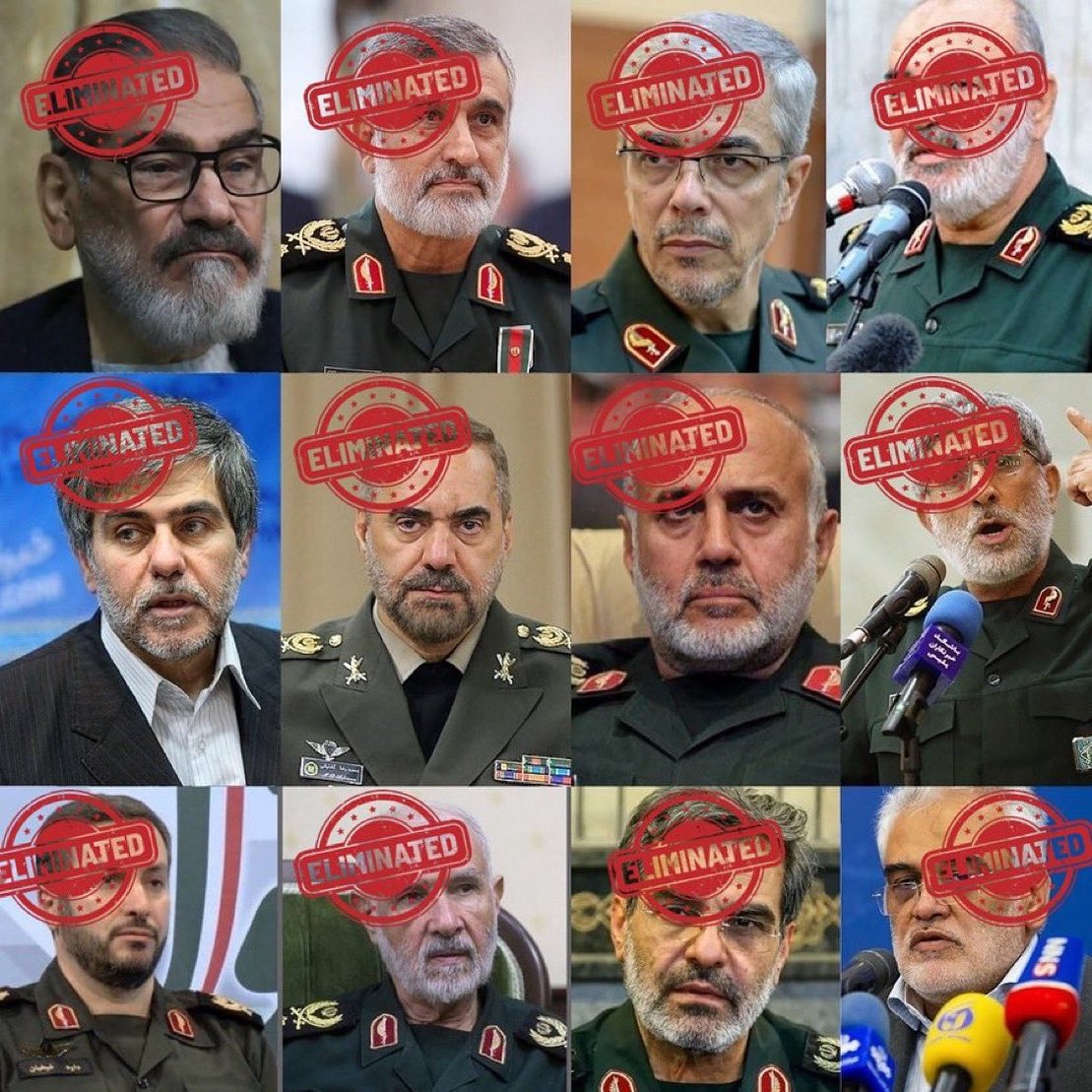 Ayatollah top generals 

ELIMINATED 😎