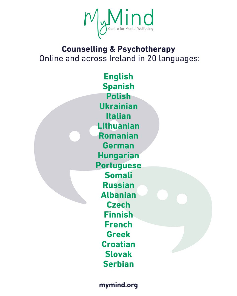 Language plays a huge part in accessibility, allowing us to communicate in the way that is most comfortable. 

We are proud to share that MyMind's services are currently offered in these 20 languages!

#mymind #therapy #multilingual