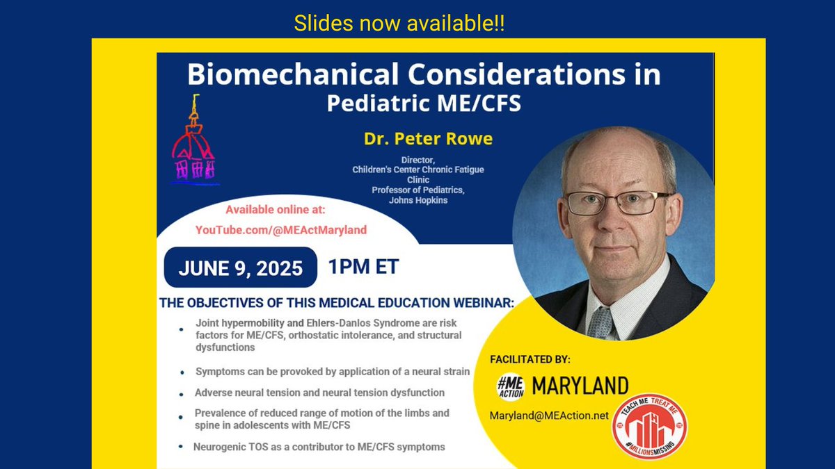 Dr. Peter Rowe's slides now available for episode 4: Biomechanical Considerations in Pediatric ME/CFS
 
tinyurl.com/RoweSlidesMECF…