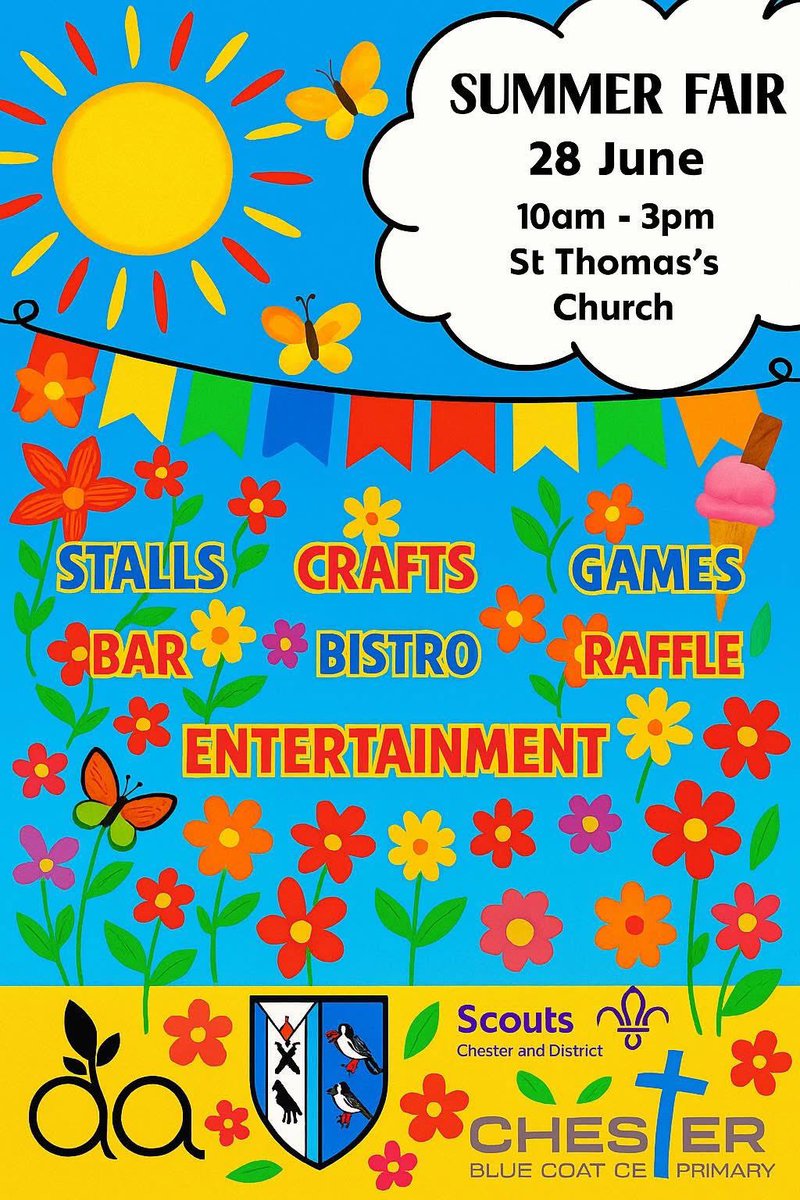 ☀️🎉 Summer Fair at St Thomas’s Church
🗓 28 June | 10 am–3 pm. 
🎪 Stalls • Crafts • Games • Bar &amp; Bistro • Raffle
🎶 A Handbag Of Harmonies singing in the morning.
Come join us! 🍰 ☀️ ☕️ 🎨 🎶
