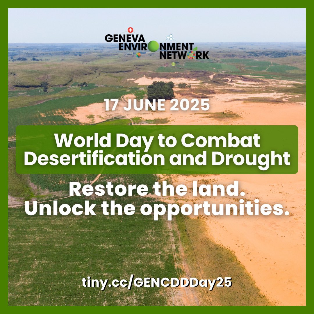 17 June marks #DesertificationAndDroughtDay.

At the halfway mark of UN Decade on Ecosystem Restoration, this day calls for unlocking investment opportunities to restore the land.

Learn how #GENeva helps achieving a land-degradation neutral world ▶️ tiny.cc/GENCDDDay25