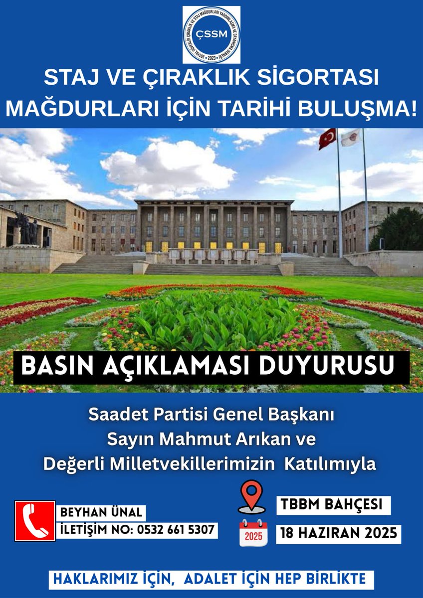 Kenan Kocaeli ÇSSM (@kenannozell) on Twitter photo Meclis çalışmasına katılım için son saatler. TC kimlik numaranızı yazdırmayı unutmayın.
<a href="/Beyhanunalcirak/">BEYHAN ÜNAL ENSEVDER</a> <a href="/Bursacssmderneg/">Fatih Yeniay</a> <a href="/brahimelikkaya8/">İBRAHİM</a>
<a href="/CirakStajFED/">STAJ VE ÇIRAKLIK SİGORTASI MAĞDURLARI FEDERASYONU</a>
<a href="/CirakstajFED1/">ÇirakStajFED1</a>
<a href="/MuratBalSmmm/">Murat Bal</a>
<a href="/selcukem/">EST Selçuk AYDIN</a>
#HükümetStajÇırakHakkınıVer
#ÇırakStajyer18HaziranMecliste Meclis çalışmasına katılım için son saatler. TC kimlik numaranızı yazdırmayı unutmayın.
<a href="/Beyhanunalcirak/">BEYHAN ÜNAL ENSEVDER</a> <a href="/Bursacssmderneg/">Fatih Yeniay</a> <a href="/brahimelikkaya8/">İBRAHİM</a>
<a href="/CirakStajFED/">STAJ VE ÇIRAKLIK SİGORTASI MAĞDURLARI FEDERASYONU</a>
<a href="/CirakstajFED1/">ÇirakStajFED1</a>
<a href="/MuratBalSmmm/">Murat Bal</a>
<a href="/selcukem/">EST Selçuk AYDIN</a>
#HükümetStajÇırakHakkınıVer
#ÇırakStajyer18HaziranMecliste