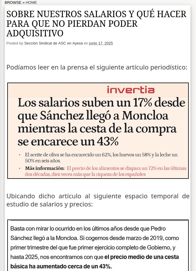 SOBRE NUESTROS SALARIOS Y QUÉ HACER PARA QUE NO PIERDAN PODER ADQUISITIVO 
asc-ayesaat.blogspot.com/2025/06/sobre-…

<a href="/AyesaNews/">Ayesa</a> #Ayesa #TIC #Ingenieria #Consultoría 

<a href="/ASC_Sevilla/">ASC Sevilla</a> <a href="/ASCsindicato/">Alternativa Sindical de Clase</a>