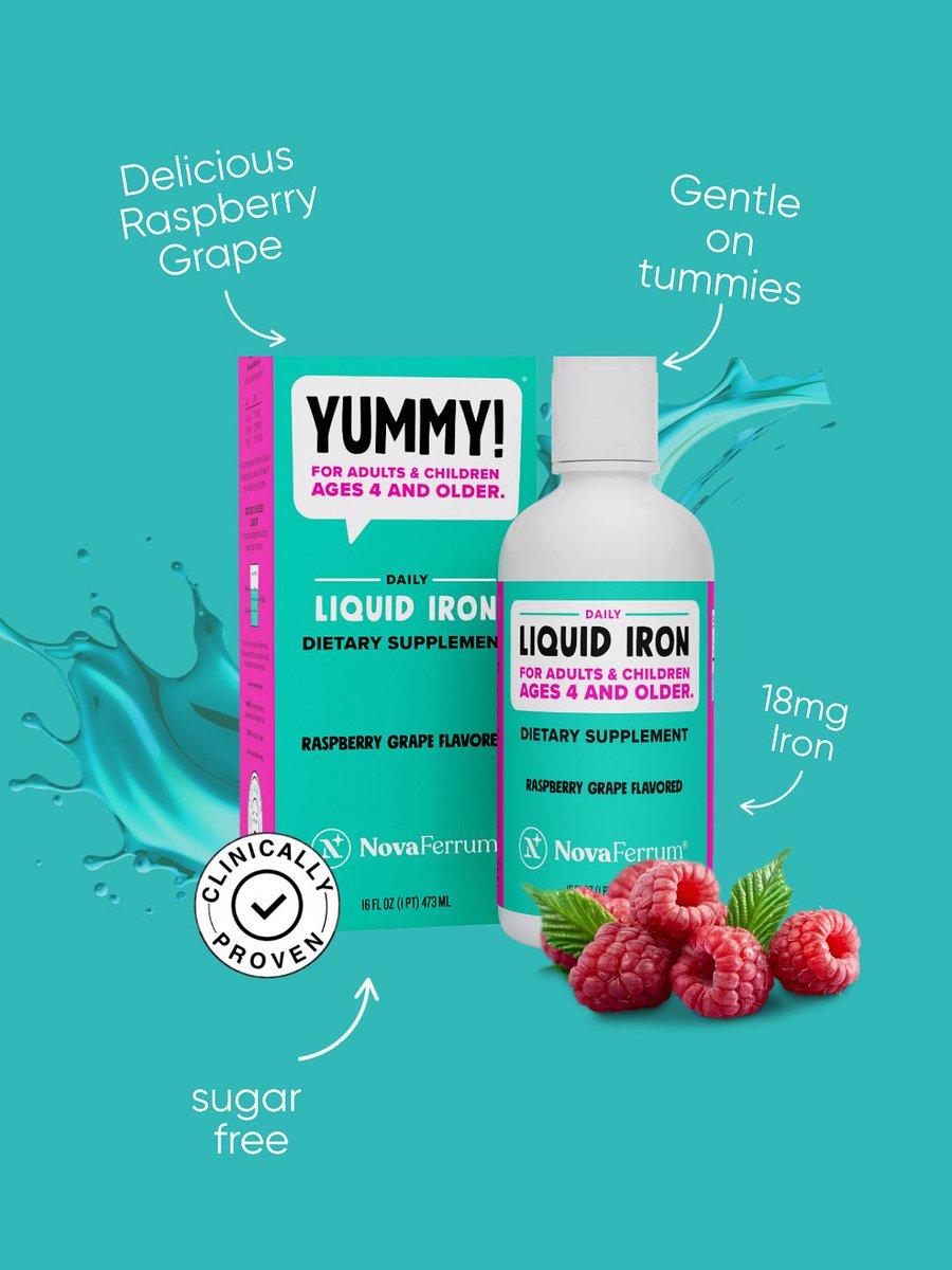 Our raspberry grape liquid iron supplement is sugar-free, vegan, gentle on the stomach and clinically proven. For kids 4+ (and adults too!), it’s everything you’ve been searching for—without the tradeoffs.

Now available with Subscribe &amp; Save, Only NovaFerrum. 🍇✨