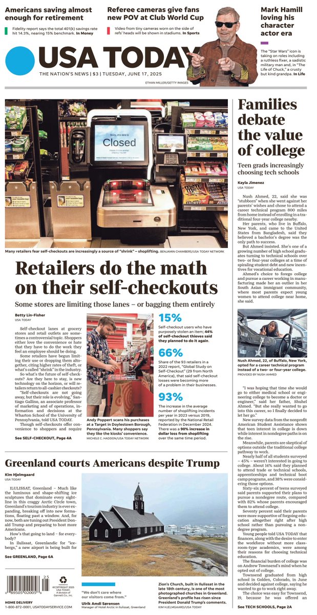 🇺🇸 Retailers Do The Math On Their Self-Checkouts

▫What's in store for the future of self-checkouts? How retailers are pulling back
▫<a href="/blinfisher/">Betty Lin-Fisher</a>
▫is.gd/zB9zeB

#frontpagestoday #USA <a href="/USATODAY/">USA TODAY</a> 🇺🇸