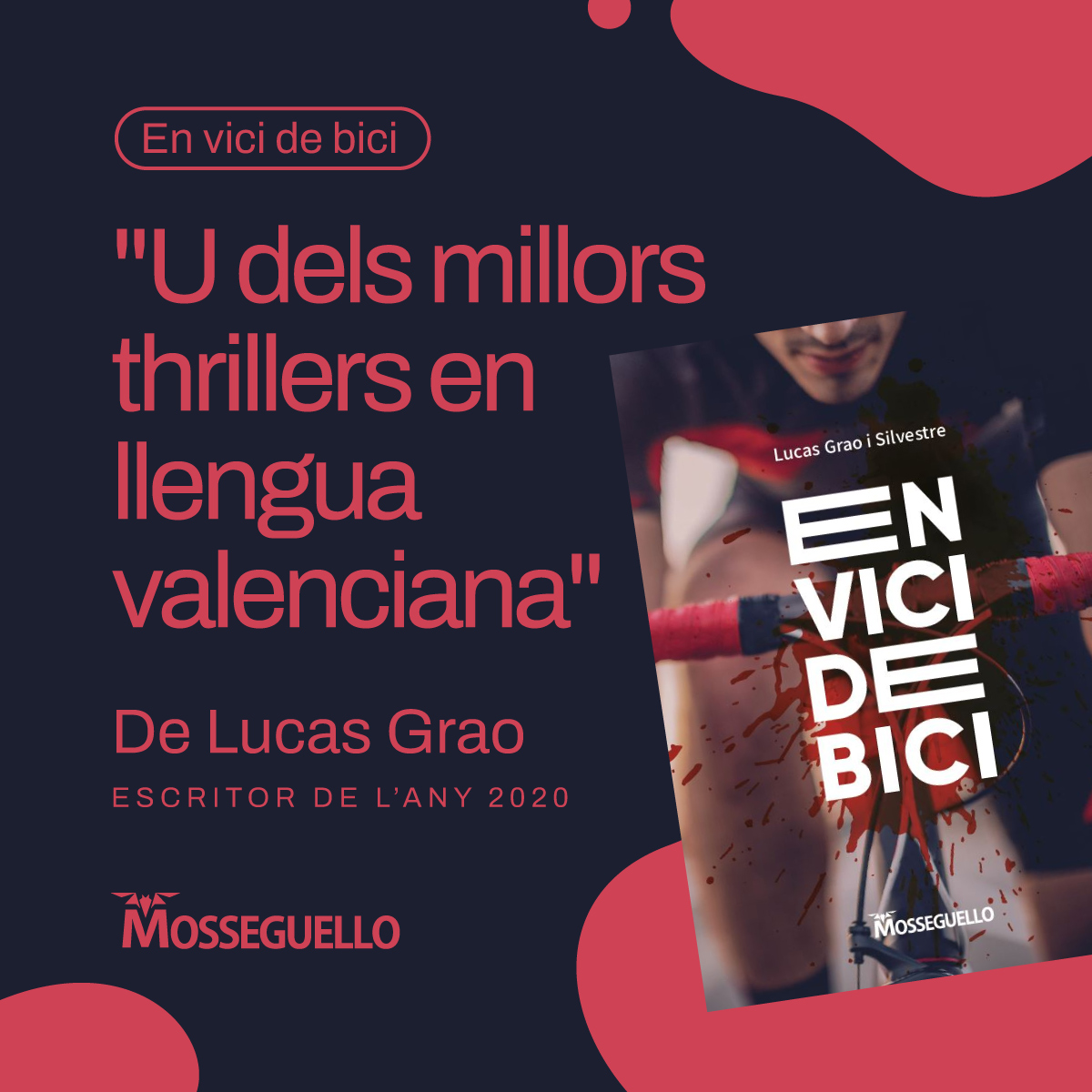 En vici de bici és un thriller ciclista en clau valenciana, una novela canalla gestada a lloms d’una bicicleta, mastegant asfalt i defugint recolps de la carretera.
+ info: mosseguello.com/producte/en-vi…

#envicidebici #escritordelany #lucasgrao #thrillervalencià #llibresenvalencià