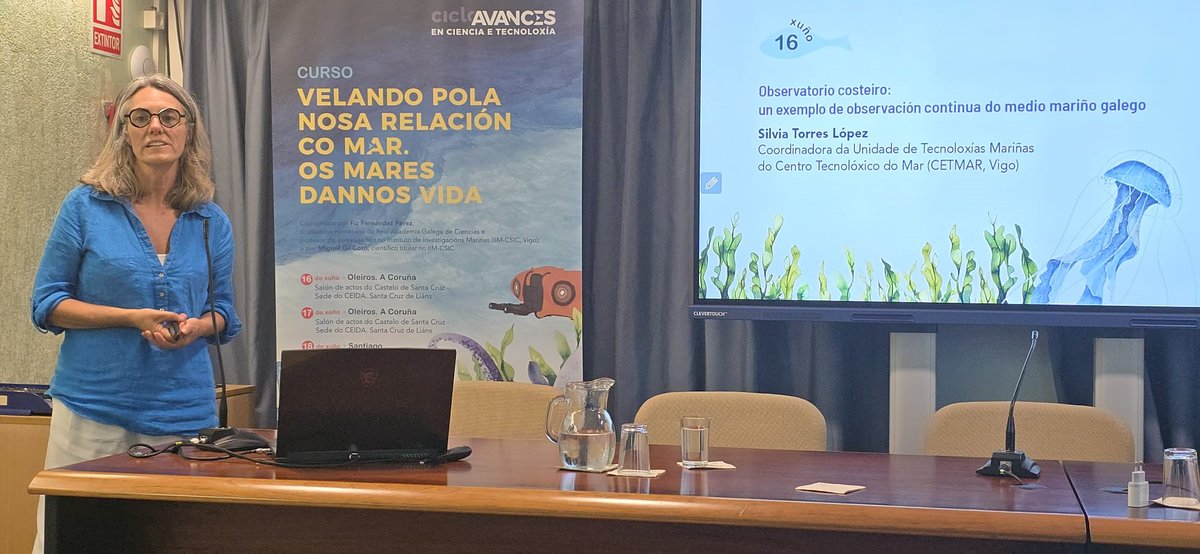 Silvia Torres, a coordinadora da Unidade de Tecnoloxías Mariñas do #CETMAR falou onte da observación e análise de datos mariños que levamos a cabo no observatorio costeiro mediante as distintas plataformas instaladas na costa.