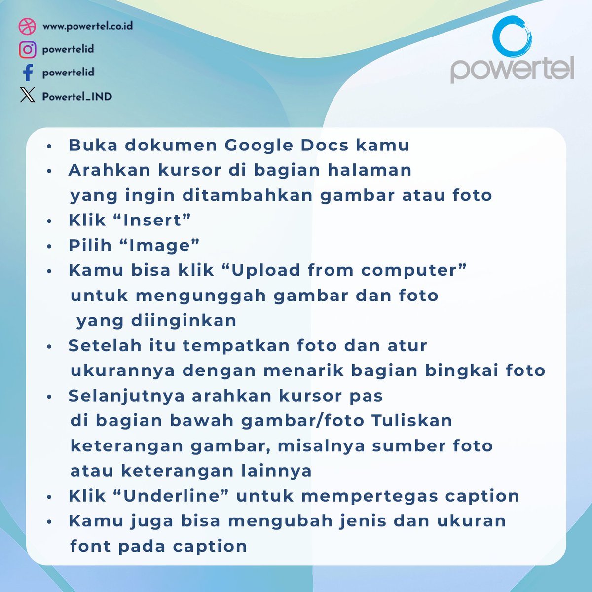 Powertel_IND's tweet image. Langkah Praktis Membuat Caption pada Gambar di Google Docs
#GoogleDocs #PengolahKata #TutorialGoogleDocs #CaptionGambar #KeteranganGambar #MenulisDokumen #GoogleDocsTips #BelajarGoogleDocs #SkripsiRapi #PowertelId