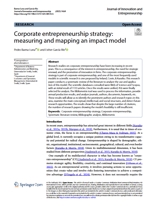 Pedro Baena Luna (@pbaenaluna) on Twitter photo We have a new paper published in the Journal of Innovation and Entrepreneurship <a href="/SpringerNature/">Springer Nature</a> in which we review a model of corporate entrepreneurship strategy.
You can access it here ➡️ doi.org/10.1186/s13731… We have a new paper published in the Journal of Innovation and Entrepreneurship <a href="/SpringerNature/">Springer Nature</a> in which we review a model of corporate entrepreneurship strategy.
You can access it here ➡️ doi.org/10.1186/s13731…