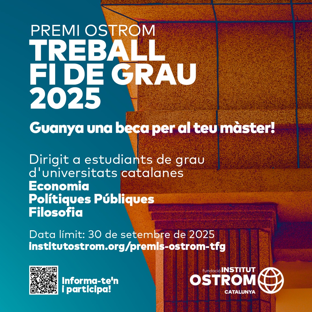 ✍🏻 Primer Premi Ostrom Treball Fi de Grau 2025

🥇 Premiem l'excel•lència en TFGs sobre polítiques públiques, economia i filosofia política

🎓 Els guardonats rebran una beca per cursar els estudis d'un màster 

🗓️ Data límit: 30 de setembre 2025

institutostrom.org/premis-ostrom-…