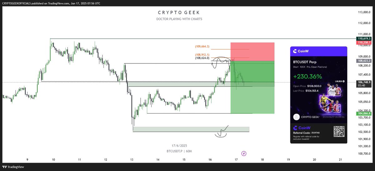 bazai_saqib's tweet photo. PREMIUM DISCORD-SIGNALS 💠

$BTC SHORT SCALP TRADE IN VIP LOUNGE💥

HALF TP ALREADY HIT FAM 👑

LOSE GREEN BOX WE ARE GOING LOWER https://t.co/OAcr1gAmbR