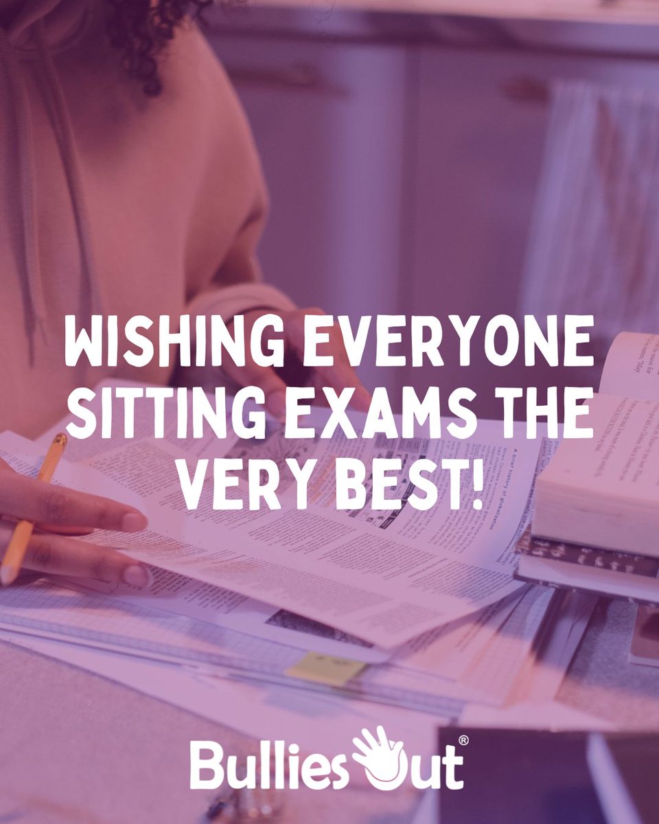 👏 Good luck to everyone currently taking their last few exams - you’re in the final stretch now!

For some students, this can be a very stressful time; our TalkUs Virtual Counselling might be of  interest 👉bulliesout.com/what-we-do/cou…

#bekind #examseason #antibullyingcharity