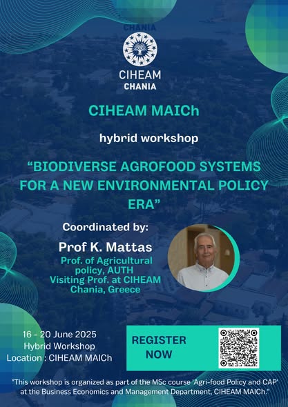 BiovalueProject's tweet image. 📣 "Biodiverse AgroFood Systems for a New Environmental Policy Era" 🌍
👉 These days we are having our #hybrid BioValue-themed #workshop hosted by the CIHEAM MAICh, under the guidance of our coordinator Prof. K. Mattas.
🔗 You can still join: us06web.zoom.us/.../reg.../V2M…