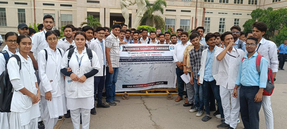 खुशीराम मीना (@krmeena47342641) on Twitter photo #aiims में लगे #80.20 #काले_कानून के #खिलाफ आज पूरे देश में सिगनेचर कैंपेन चलाया गया है जिसके तहत राजस्थान के सवाई मानसिंह चिकित्सालय #जयपुर में भी नर्सिंग आफिसर्स एवं नर्सिंग स्टूडेंट्स ने बढ़ चढ़ कर हिस्सा लिया।
<a href="/MoHFW_INDIA/">Ministry of Health</a>
<a href="/JPNadda/">Jagat Prakash Nadda</a>
<a href="/PMOIndia/">PMO India</a>
<a href="/HMOIndia/">गृहमंत्री कार्यालय, HMO India</a> #aiims में लगे #80.20 #काले_कानून के #खिलाफ आज पूरे देश में सिगनेचर कैंपेन चलाया गया है जिसके तहत राजस्थान के सवाई मानसिंह चिकित्सालय #जयपुर में भी नर्सिंग आफिसर्स एवं नर्सिंग स्टूडेंट्स ने बढ़ चढ़ कर हिस्सा लिया।
<a href="/MoHFW_INDIA/">Ministry of Health</a>
<a href="/JPNadda/">Jagat Prakash Nadda</a>
<a href="/PMOIndia/">PMO India</a>
<a href="/HMOIndia/">गृहमंत्री कार्यालय, HMO India</a>