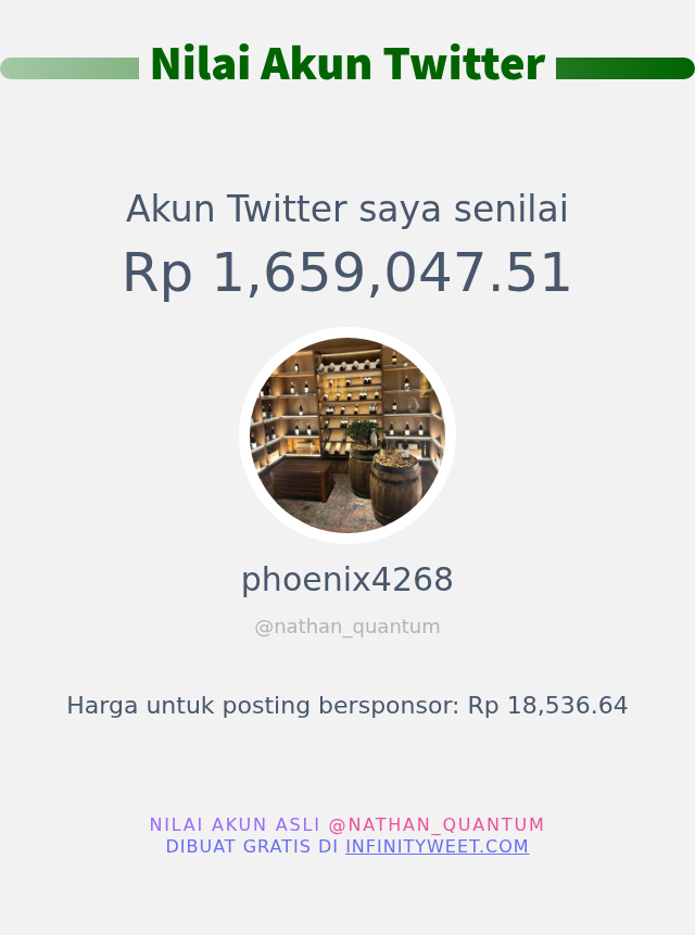 Nilai Twitter Saya adalah: Rp 1,659,047.51

➡️ infinityweet.me/account-worth?…