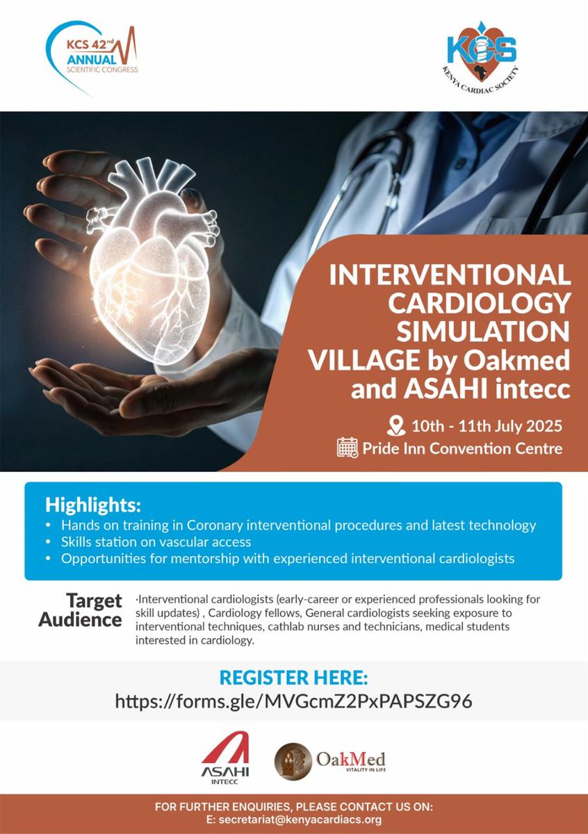 heartbeatchamp_'s tweet photo. An Interventional Cardiology Simulation Village!

Benefits:
1.Hands on training 
2.Mentorship from the very best

Date:10-11th July 2025

Register Today!🥳🥳 https://t.co/0dLYzgu5HN