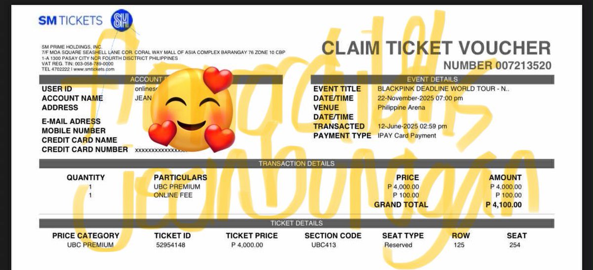 flowerchildhs's tweet photo. wts lfb ph 

BLACKPINK WORLD TOUR IN BULACAN  

1 UBC PREM SEAT 413 

Meet Up!!! Will claim together 🩷🖤

Srp + Online Assistance Fee only 

Tags: #DEADLINE_IN_BULACAN #BLACKPINK_BULACAN #BLACKPINK_WORLDTOUR2025 https://t.co/UwBCbpoCMK