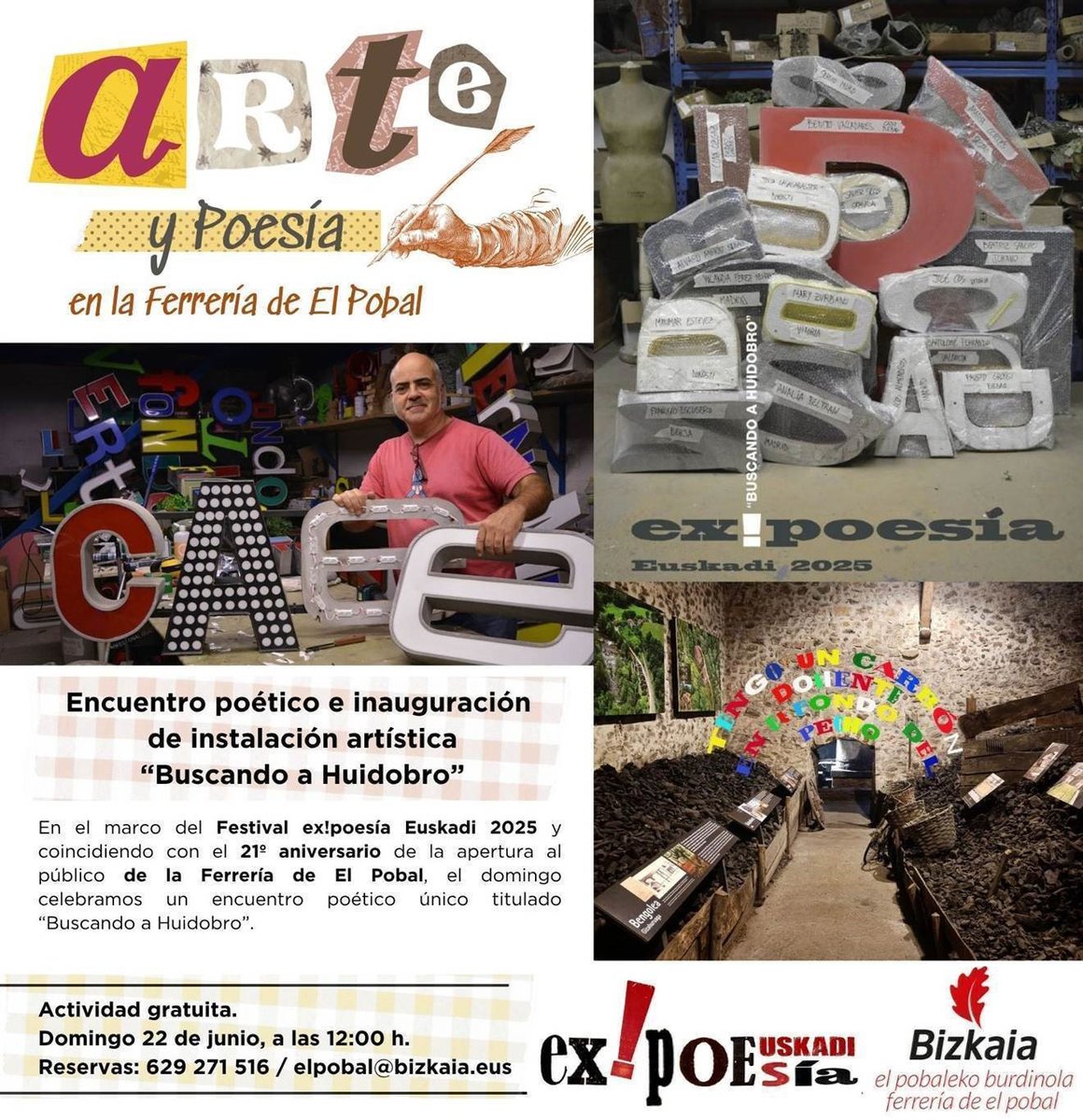 Ortzadar30's tweet photo. ✨ Poesía, arte y memoria industrial en El Pobal 🎨
Este domingo, Buscando a Huidobro: verso e instalación entre hierros y carbón.´📚
Festival ex!poesía Euskadi 2025
➕INFO👇🏻
https://t.co/QkiFNw8YBE
#arte #VicenteHuidobro #Altazor #patrimonio
@elpobal @OndareaBizkaia https://t.co/ro57RUyf27