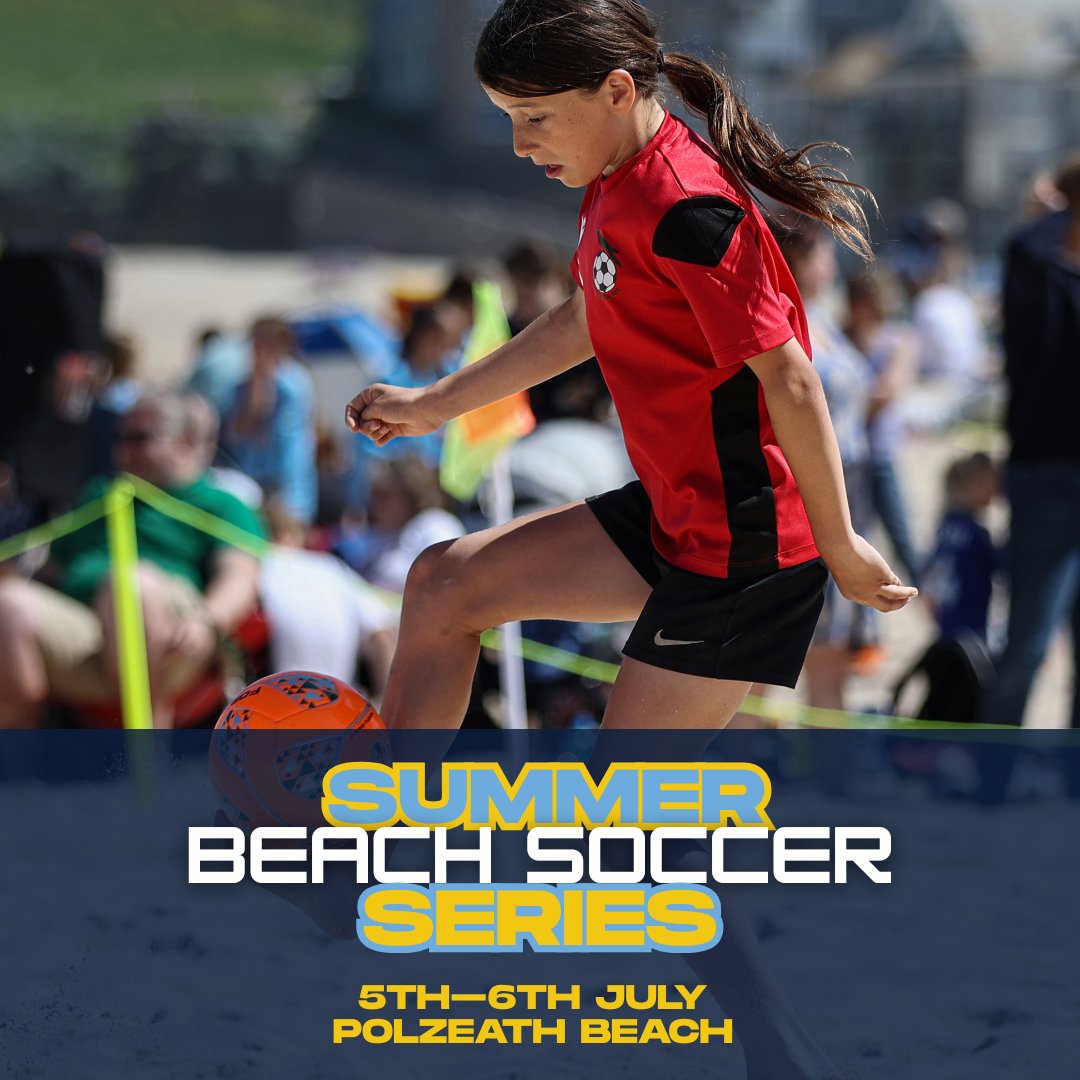 cornwallfa's tweet image. Enter a team in the Beach Soccer Tournaments this July!⚽️🌊
Join us at:
📍 Polzeath – 5 & 6 July
📍 Porthmeor – 12 & 13 July
Age Groups: U10s, U12s, U14s, U16s
5-a-side | Max 12 players | Rolling subs
Cost: £30 per team
SIGN UP NOW: bit.ly/44GNsWp
#CornwallFootball