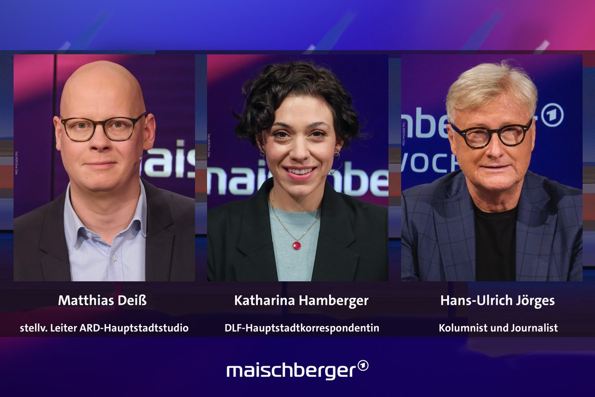 Maischberger (@maischberger) on Twitter photo Es kommentieren heute Abend bei #maischberger der stellvertretende Leiter des #ARD-Hauptstadtstudios <a href="/MatthiasDeiss/">Matthias Deiss</a>, die Hauptstadtkorrespondentin des Deutschlandfunks Katharina Hamberger (<a href="/Nirthak/">Katharina Hamberger</a>) sowie der Kolumnist und Journalist Hans-Ulrich #Jörges. Es kommentieren heute Abend bei #maischberger der stellvertretende Leiter des #ARD-Hauptstadtstudios <a href="/MatthiasDeiss/">Matthias Deiss</a>, die Hauptstadtkorrespondentin des Deutschlandfunks Katharina Hamberger (<a href="/Nirthak/">Katharina Hamberger</a>) sowie der Kolumnist und Journalist Hans-Ulrich #Jörges.
