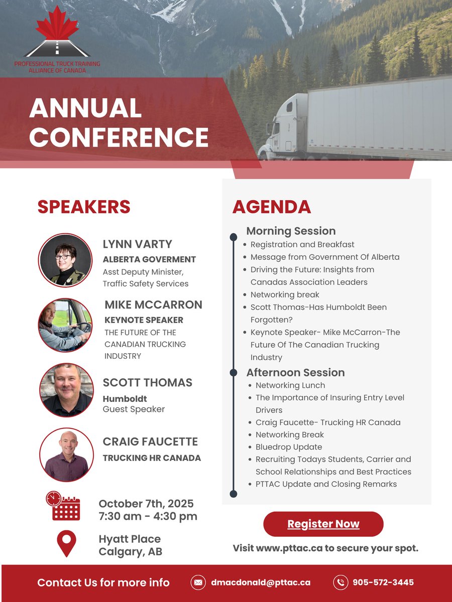 Registration is now open for the first annual ⁦<a href="/PTTAC_Canada/">PTTAC</a>⁩ conference. October 7th 2025 in Calgary, Alberta.
Go to pttac.ca to learn more. What a line up of speakers &amp; panelists.