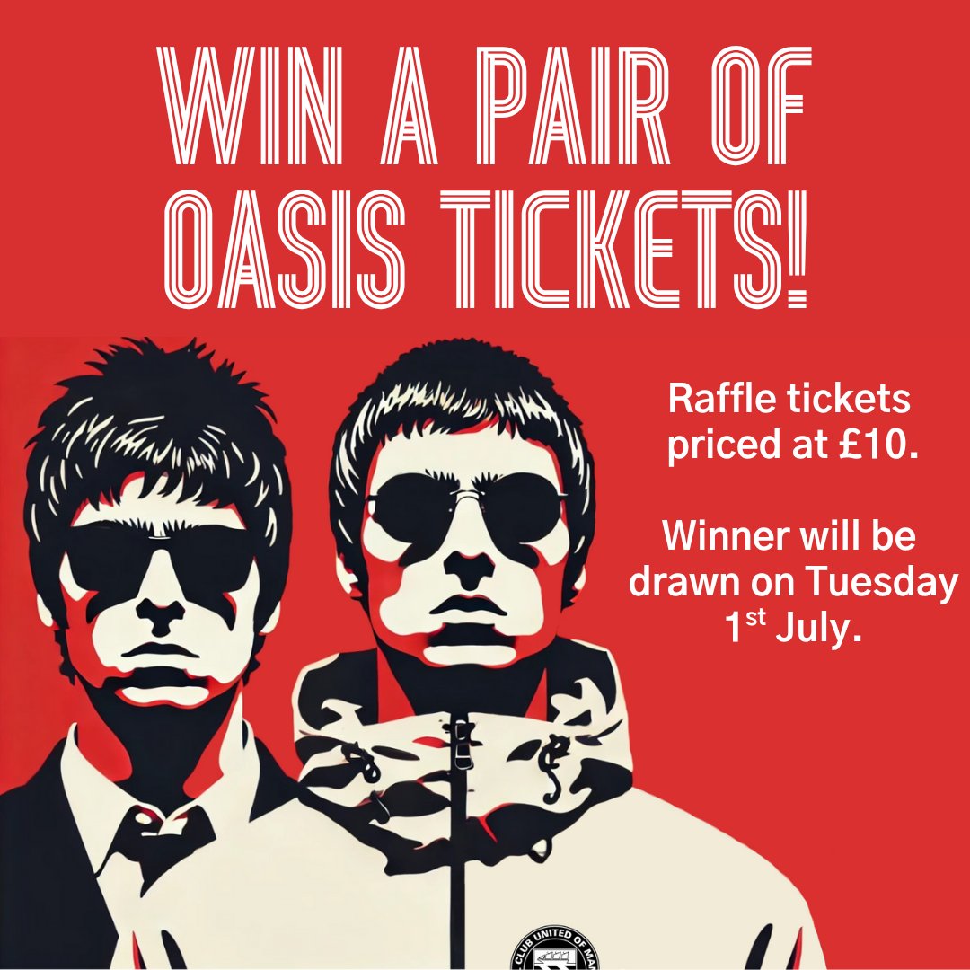 We’ve been given 2 tickets for Oasis: The Heaton Park Reunion 2025 – Sunday 20th July 🎸

We’re raffling them — £10 a go. All money raised supports our community work in north Manchester.   

No resale, no inflated prices — just a fair chance to go.

fc-utd.co.uk/news-story/win…