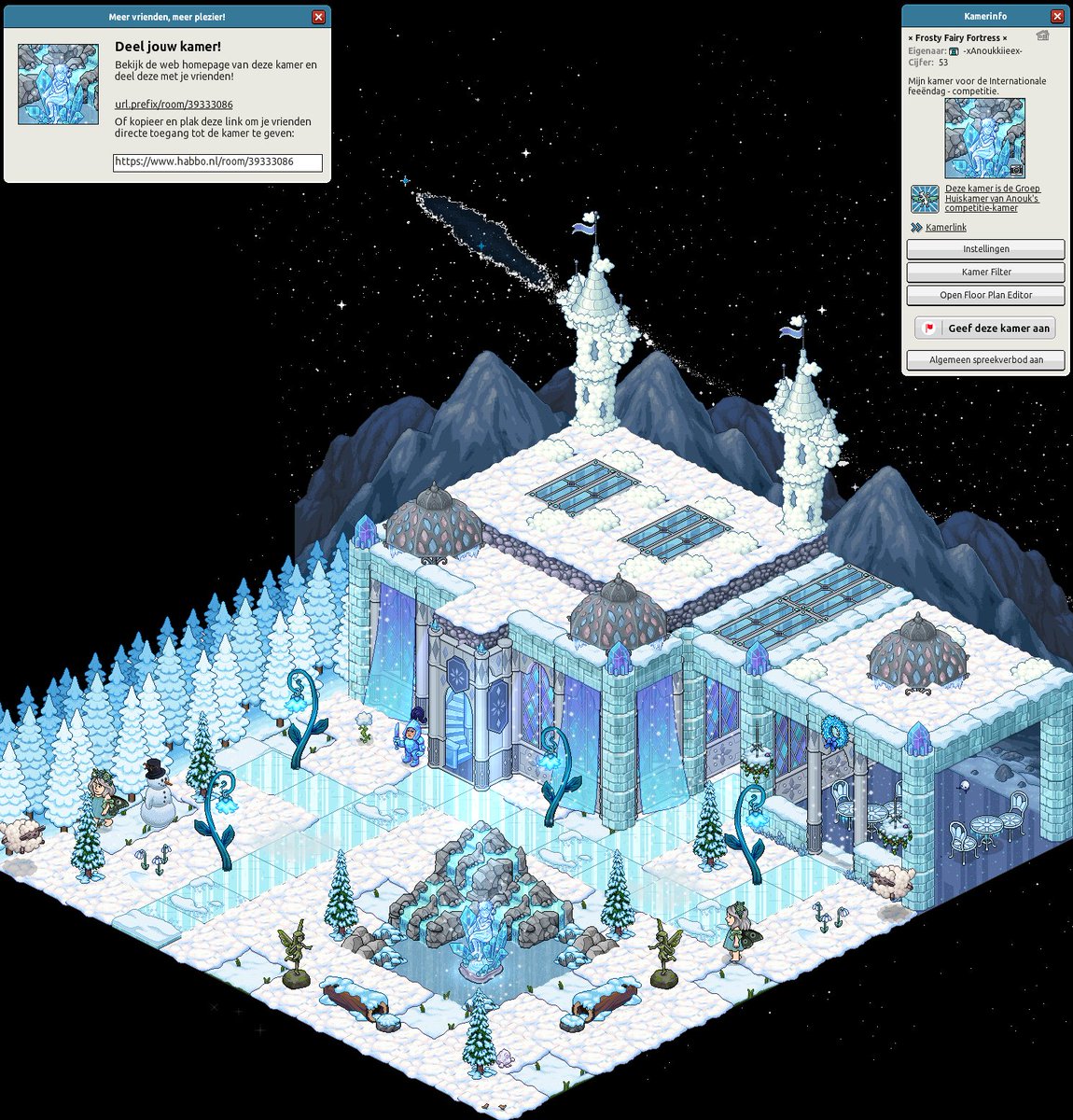 AnouksHabboX's tweet image. Mijn inzending voor de BAW Internationale feeëndag Bouwcompetitie! 🧚‍♀️❄️
@Habbo_Staff