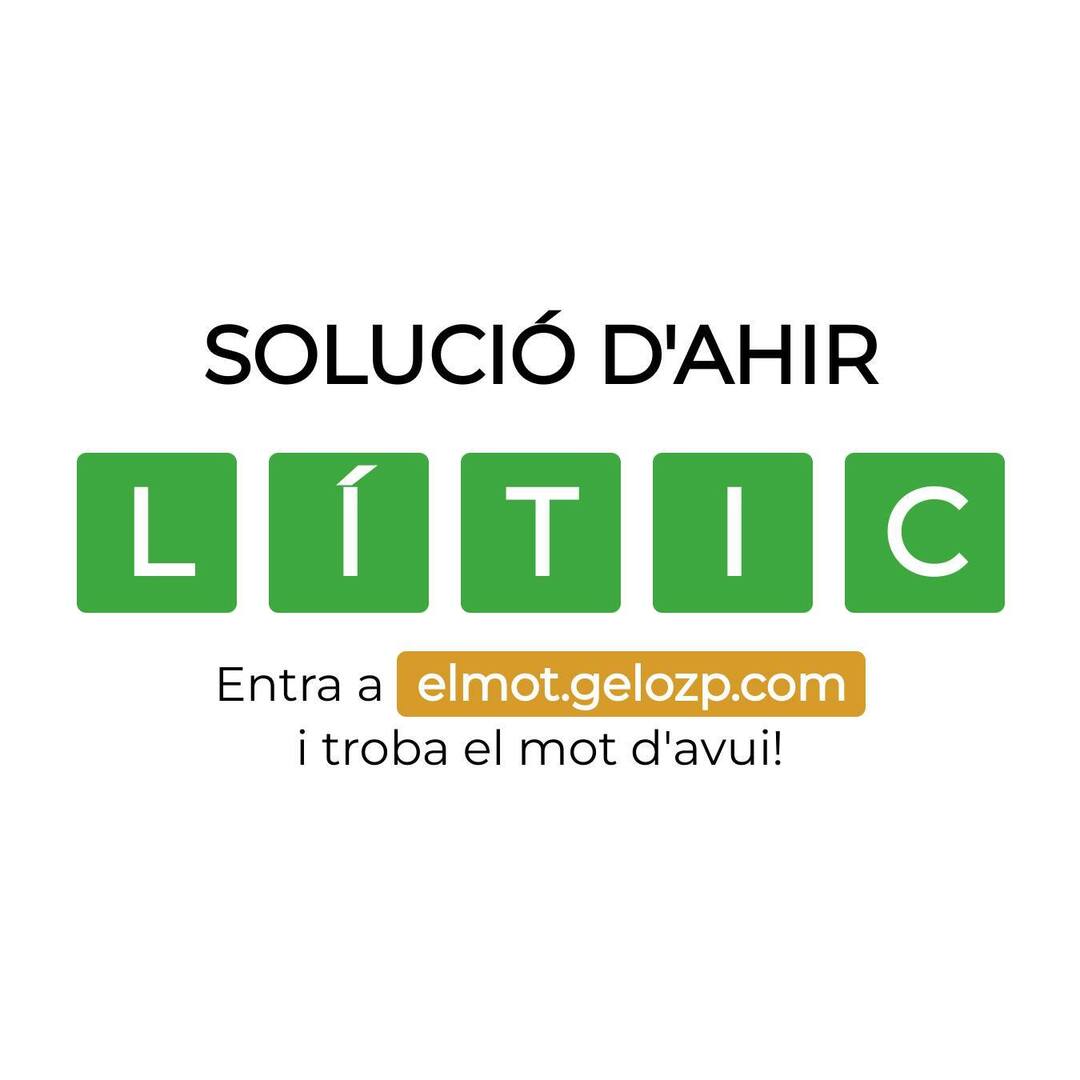 La solució d’ahir era LÍTIC. La vas encertar?
Entra a elmot.gelozp.com i troba la paraula d’avui!

#ElMot #WordleCAT
