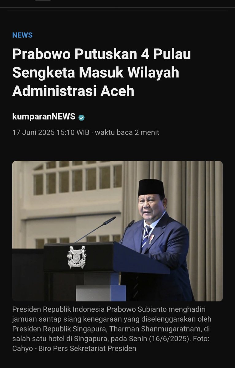 Ampat Pulau SUDAH Masuk
Wilayajh Aceh..