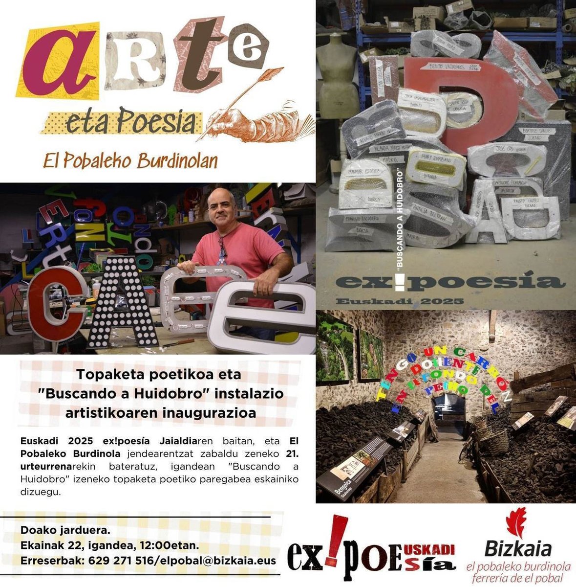 Ortzadar30's tweet photo. Poesia, artea eta memoria industriala El Pobal-en 🎨
Igande honetan, Buscando a Huidobro: bertsoa eta burdinen eta ikatzaren arteko instalazioa📚
Euskadi 2025 ex!poesía Jaialdia
➕INFO👉🏻https://t.co/QkiFNw8qM6
#artea #VicenteHuidobro #Altazor #ondarea
@elpobal @OndareaBizkaia https://t.co/00iZzWm1J6