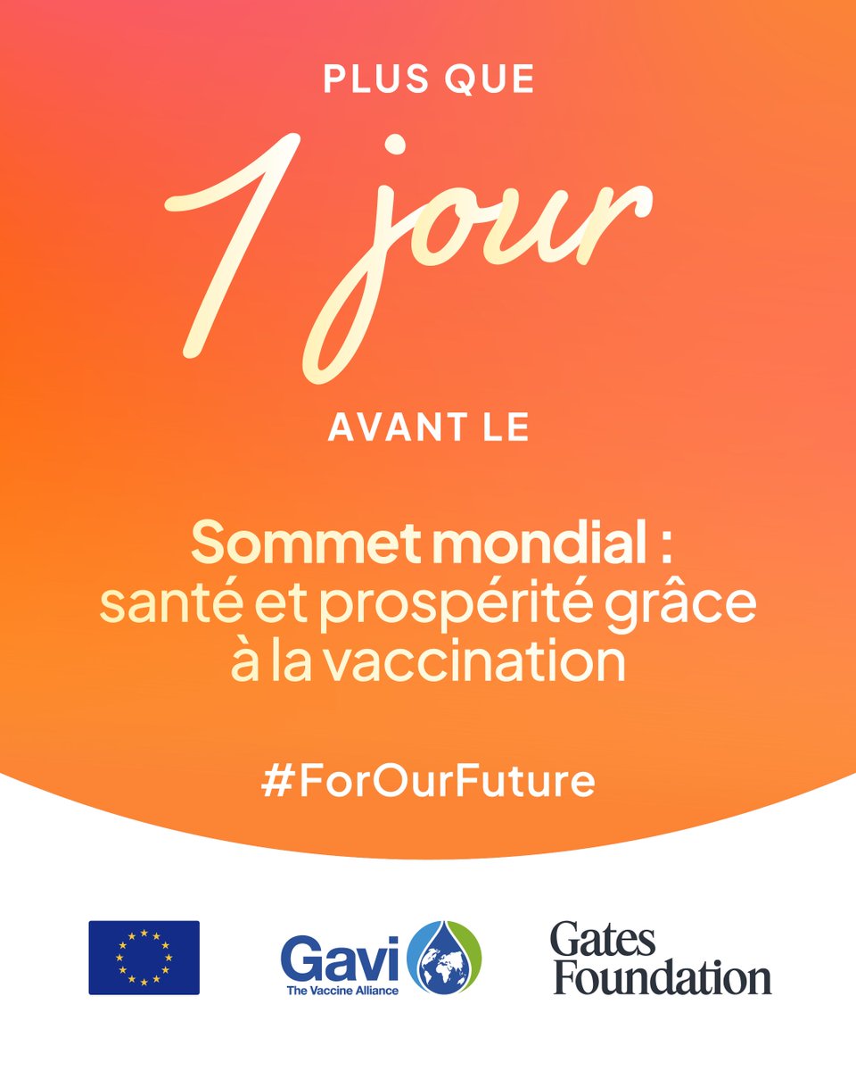 🗓️ J-1 🗓️
Dans 24 heures, les dirigeant·es décideront du sort de millions d’enfants. Aurons-nous les moyens de vacciner 500 millions d’enfants d’ici 2030 ?
#ForOurFuture