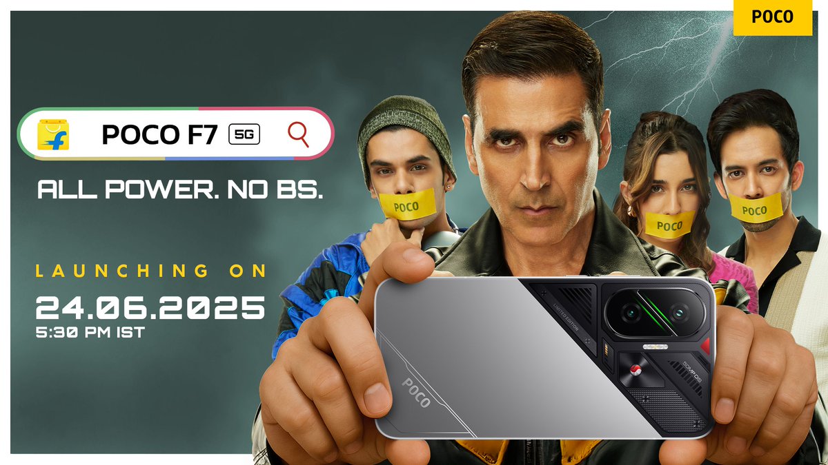 SumitGu66453384's tweet photo. Get hyped! The POCO F7, with its game-changing battery and flagship specs, is officially launching on 24th June at 5:30 PM IST on #Flipkart
Don’t miss it!
@IndiaPOCO @Himanshu_POCO @Pathtoremember @Iamnil7 @rajatvik

#POCOF7 #AllPowerNoBS #AllBinge #NoBreaks #POCO https://t.co/cUzn3beTIZ