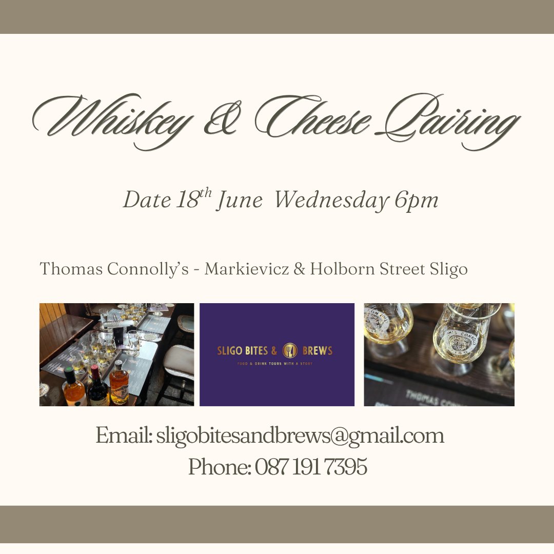Love whiskey...
Love cheese...
Well, they are a match made in flavour heaven...
This week Wednesday 18th June @sligobitesandbrews are doing a Whiskey Pairing and have some ticktets available #whiskeypairing #whiskeytasking