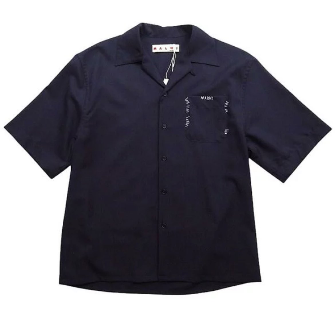 マルニダークブルー トロピカルウール ボウリングシャツブレザー