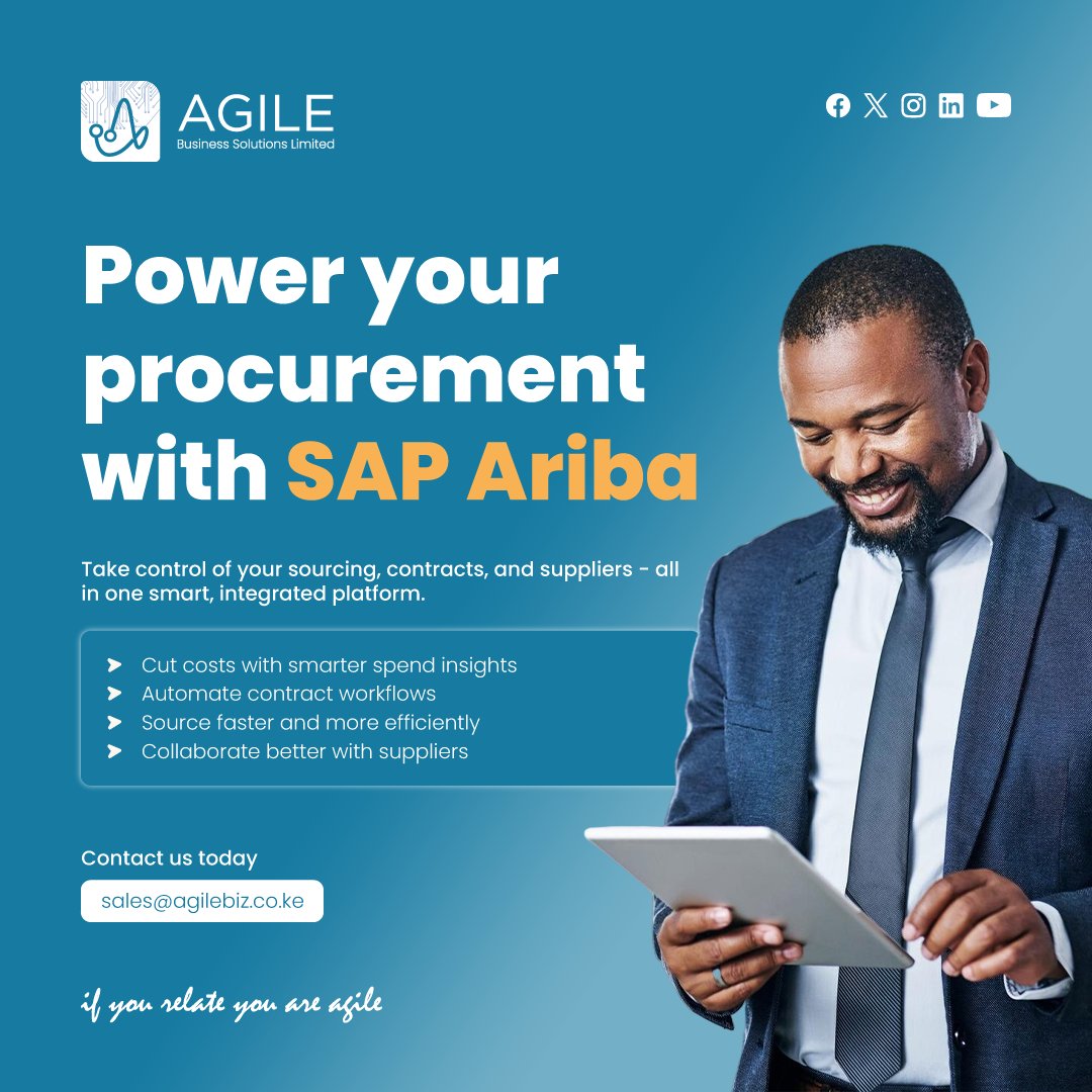 AgilebizKE's tweet image. Simplify Procurement with SAP Ariba

✅ Automate tasks
✅ Work better with suppliers
✅ See where your money goes
✅ Save costs &amp;amp; stay compliant
✅ Make quick, smart decisions

sales@agilebiz.co.ke

#SAPAriba #SmartProcurement #AgileBusinessSolutions