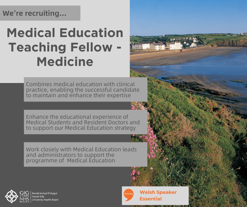 ** Medical Education Teaching Fellow - Medicine **

▶️ Combines medical education with clinical practice, enabling the successful candidate to maintain and enhance their expertise

❗️Welsh Speaker Essential ❗️

To find out more...
hduhb.nhs.wales/working-for-us…