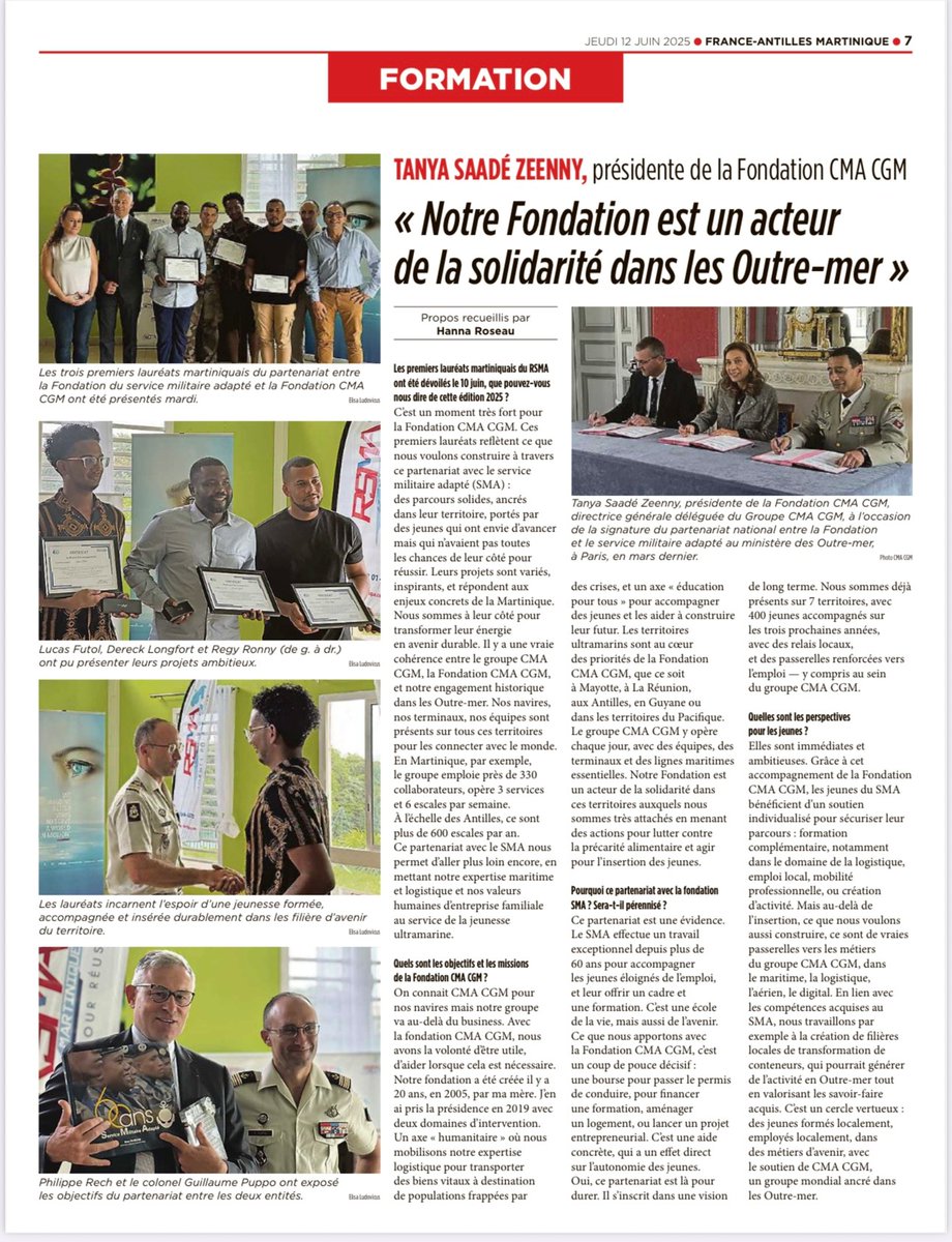 👉 Aujourd'hui, nous tenons à mettre à l'honneur les 3 premiers lauréats martiniquais issus de la convention partenariale signée fin février 2025 entre la Fondation du SMA et la Fondation CMA CGM.