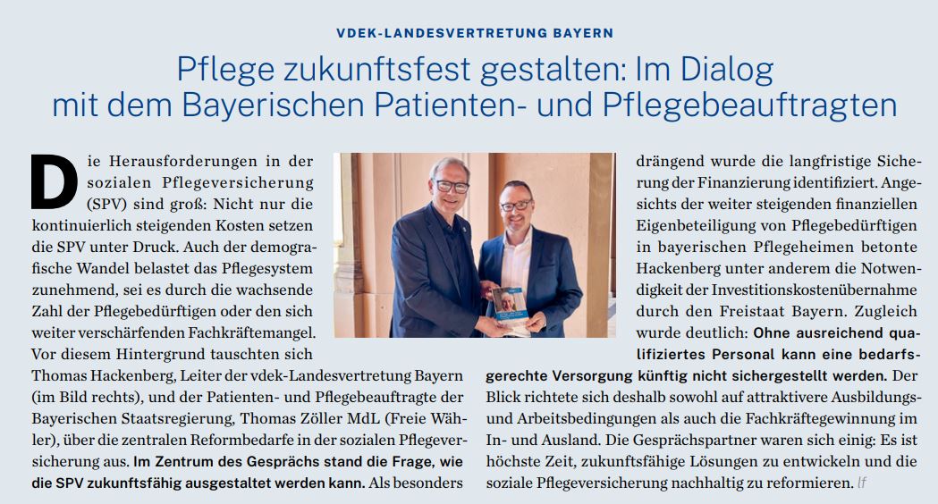 vdek-LV Bayern (@vdek_by) on Twitter photo #Lesetipp🗞️: Im neuen #ersatzkassemagazin berichten wir über unseren Austausch zur zukunftsfähigen Ausgestaltung der sozialen Pflegeversicherung mit dem Bayerischen Patienten- und Pflegebeauftragten Thomas Zöller, MdL (<a href="/fw_bayern/">FREIE WÄHLER Bayern</a>) im <a href="/Landtag_Bayern/">Bayerischer Landtag</a> #Ersatzkassen #regionalstark #Lesetipp🗞️: Im neuen #ersatzkassemagazin berichten wir über unseren Austausch zur zukunftsfähigen Ausgestaltung der sozialen Pflegeversicherung mit dem Bayerischen Patienten- und Pflegebeauftragten Thomas Zöller, MdL (<a href="/fw_bayern/">FREIE WÄHLER Bayern</a>) im <a href="/Landtag_Bayern/">Bayerischer Landtag</a> #Ersatzkassen #regionalstark