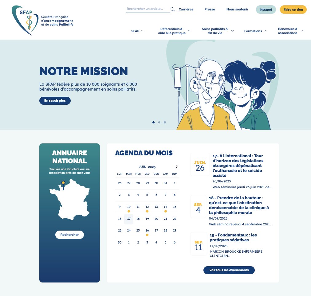 SFAP SoinsPalliatifs (@asso_sfap) on Twitter photo 🎉 Le nouveau site de la SFAP est en ligne ! 🌐
Nous sommes heureux de vous dévoiler notre nouveau site internet entièrement repensé : design modernisé, navigation simplifiée, et de nouveaux contenus scientifiques régulièrement actualisés pour rester au plus près des enjeux 🎉 Le nouveau site de la SFAP est en ligne ! 🌐
Nous sommes heureux de vous dévoiler notre nouveau site internet entièrement repensé : design modernisé, navigation simplifiée, et de nouveaux contenus scientifiques régulièrement actualisés pour rester au plus près des enjeux